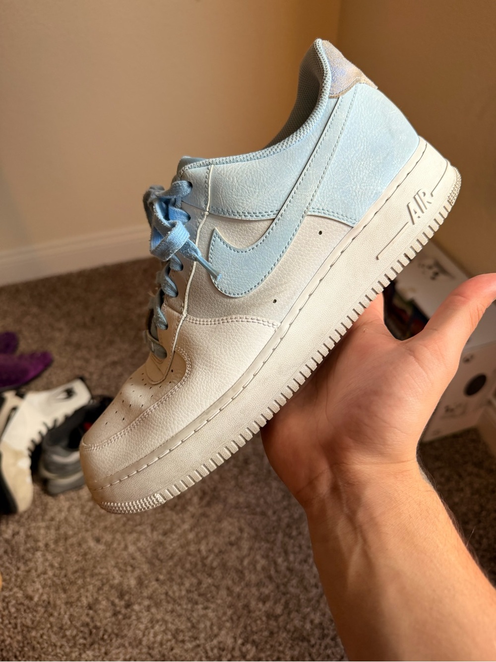 Nike Men's Light Blue and White Air Force 1 Low - Picture 6 of 13